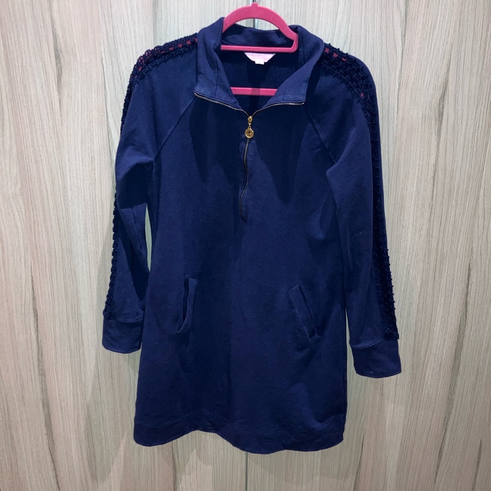 Navy Long Sleeve Dress with Zipper